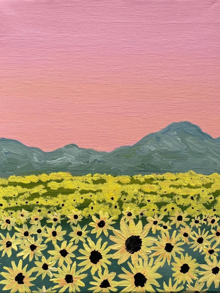 Step by Step Sunflower Field Painting Tutorial