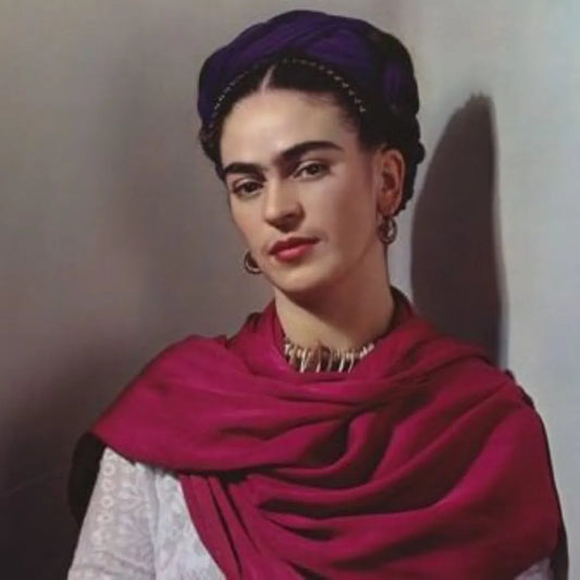 frida kahlo in a red shawl